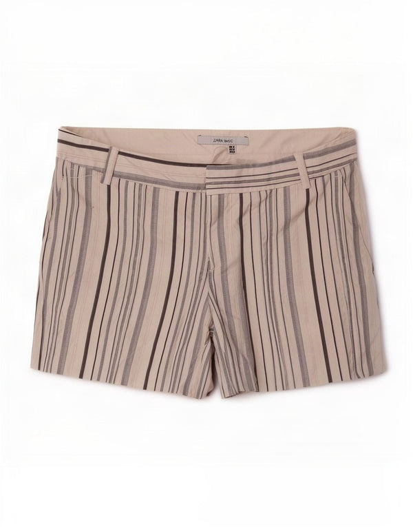 Zara Damen Chinoshorts Medium W28 weiß gestreift aus Baumwolle