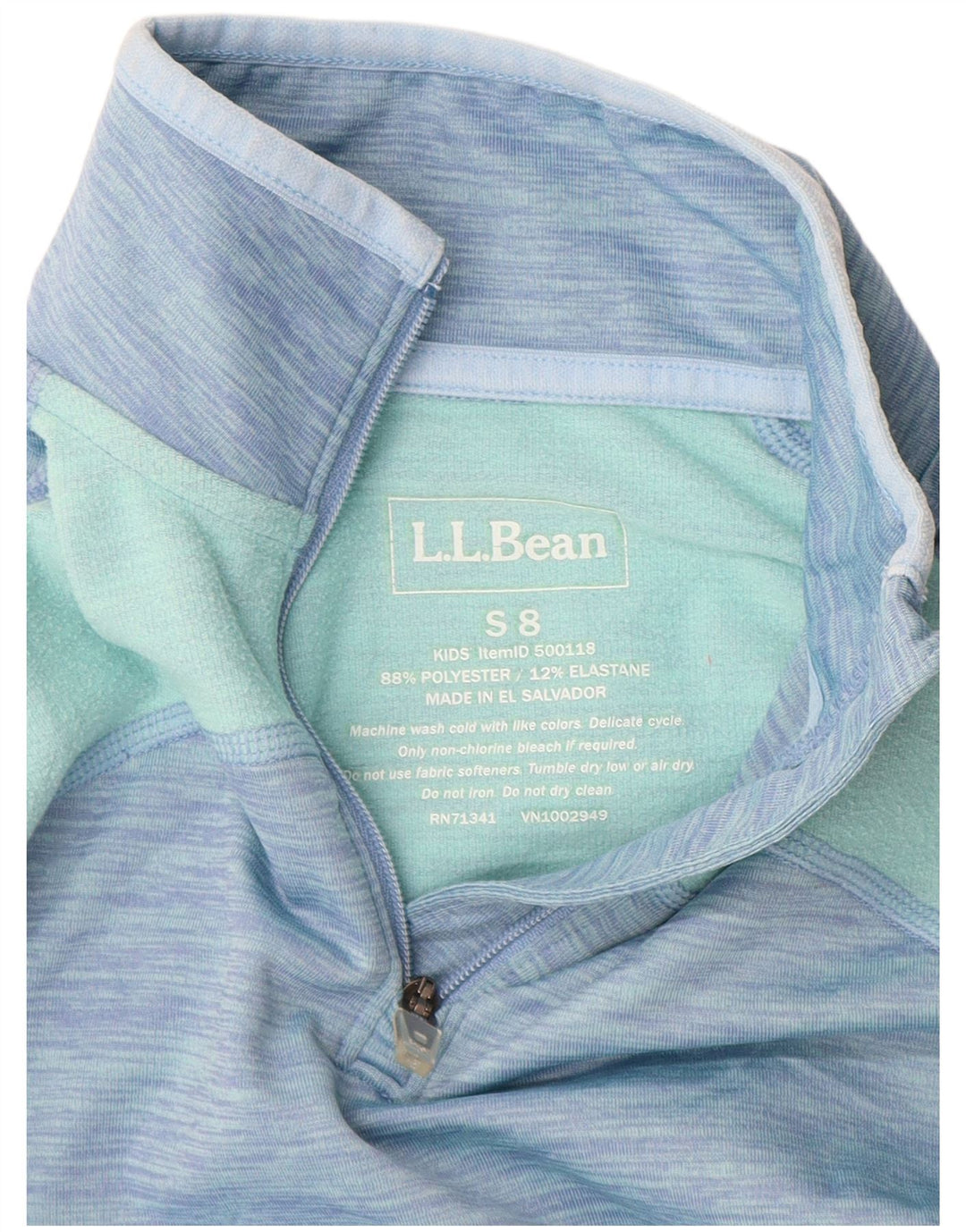 L.L.Bean Pullover-Trainingsoberteil für Mädchen, 7–8 Jahre, Größe S, Blau, Farbblock