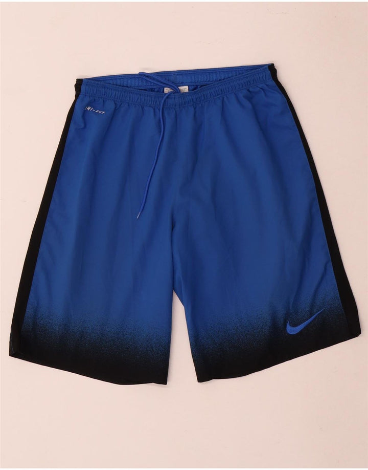 Nike Herren-Dri-Fit-Sportshorts, klein, blaues Farbblock-Polyester