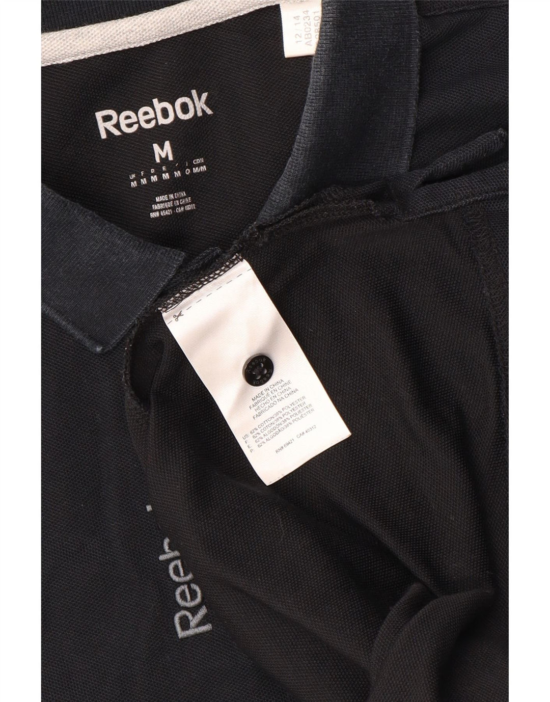 Reebok Herren Poloshirt Medium Schwarz Baumwolle