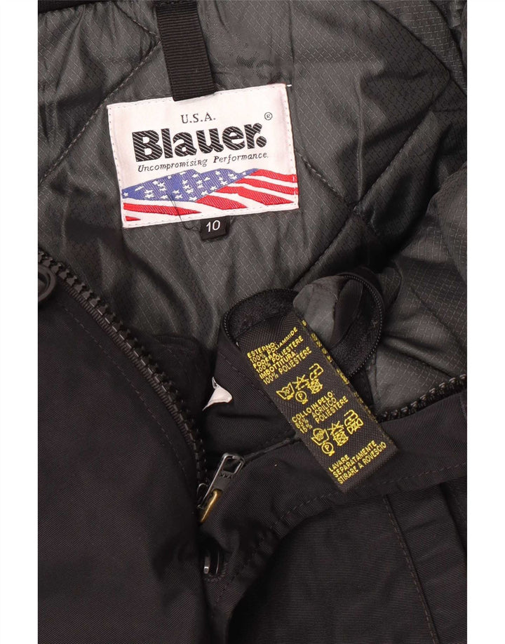 Blauer wattierte Bomberjacke mit Kapuze für Jungen, 9–10 Jahre, schwarzes Polyamid