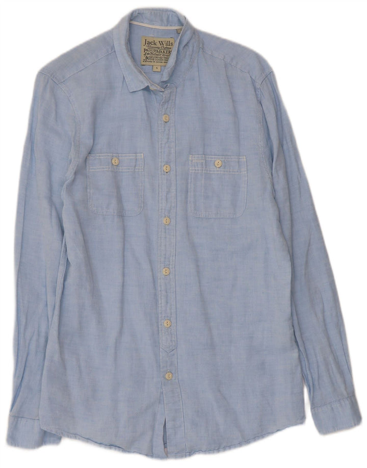 Jack Wills Herrenhemd, klein, aus blauem Leinen