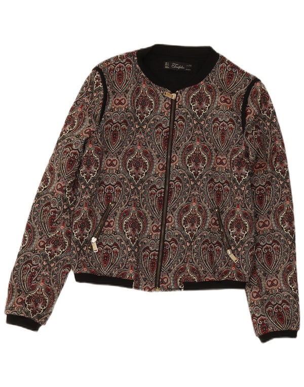 Zara Damen Crop Bomberjacke UK 10 Small Mehrfarbig Paisley