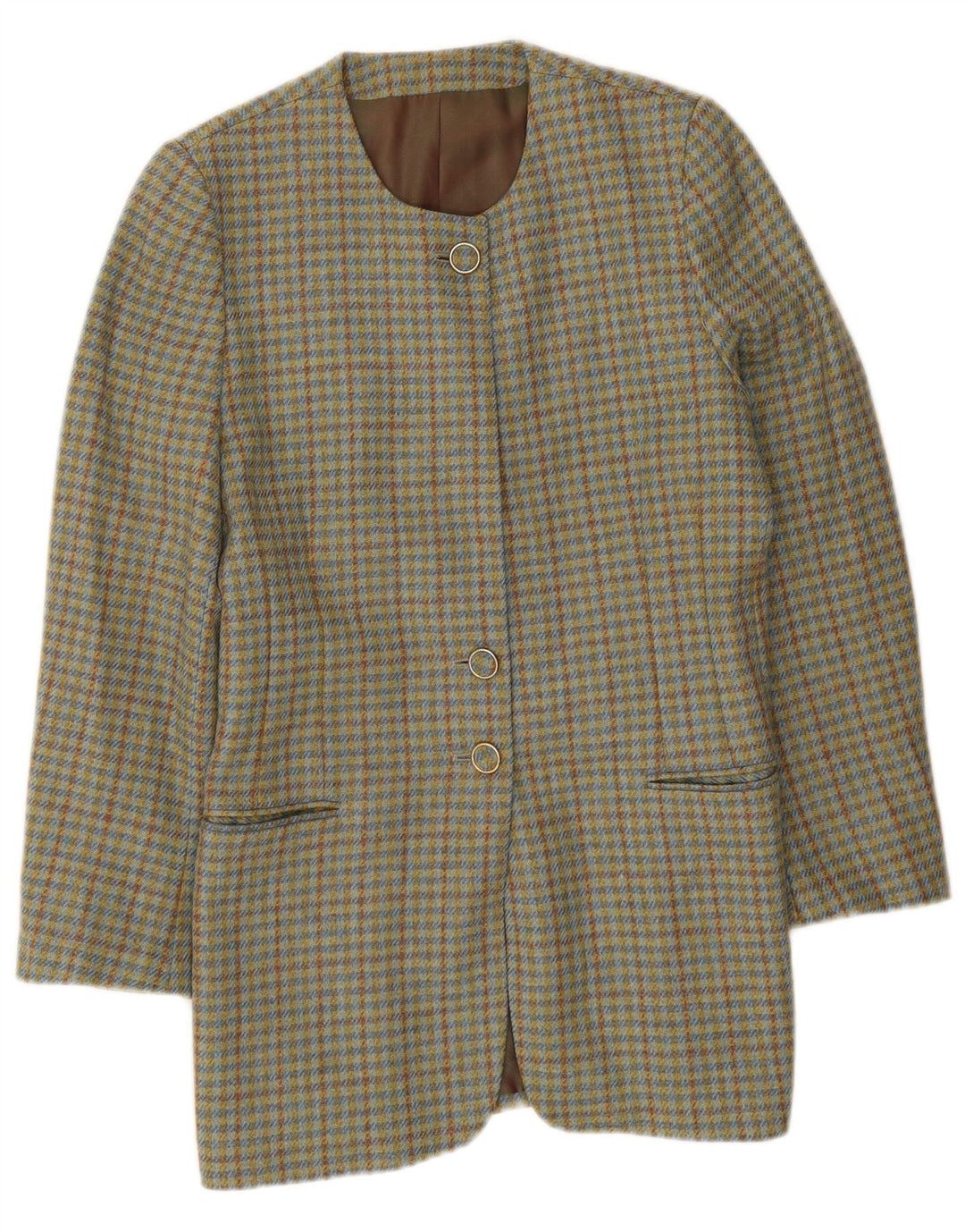 Henry Cottons Damen-Blazerjacke mit 3 Knöpfen, IT 42, mittelgrüne Gingham-Wolle