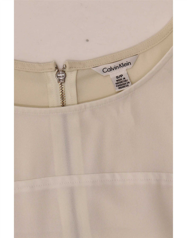Calvin Klein Damen Etuikleid UK 10 Small Weiß Farbblock
