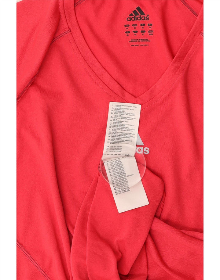 ADIDAS Damen Climalite T-Shirt Top UK 14 Mittelrotes Polyester