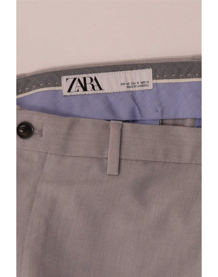 Zara Herren Tapered Regular Chino Hose EU 40 Medium W31 L25 Grau