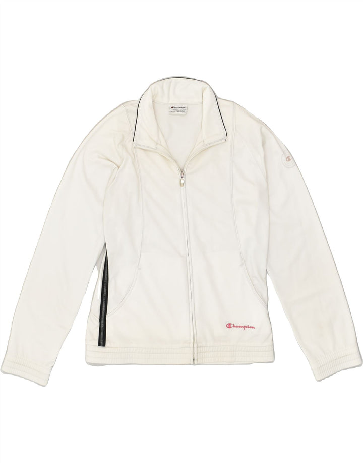 CHAMPION Girls Tracksuit Top Jacket 13-14 Years XL White Polyester | Vintage Champion | Thrift | Second-Hand Champion | Used Clothing | Messina Hembry 