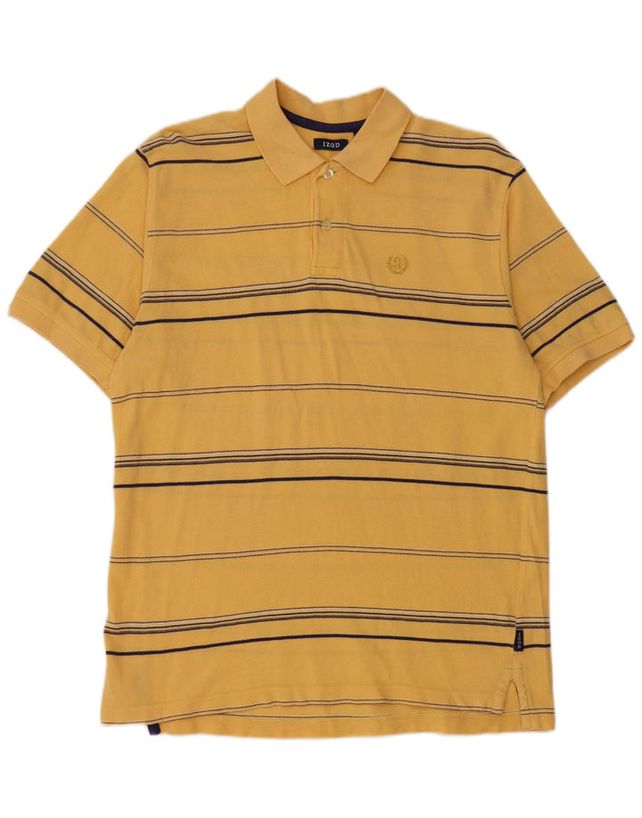 IZOD Herren-Poloshirt aus mittelgelber, gestreifter Baumwolle