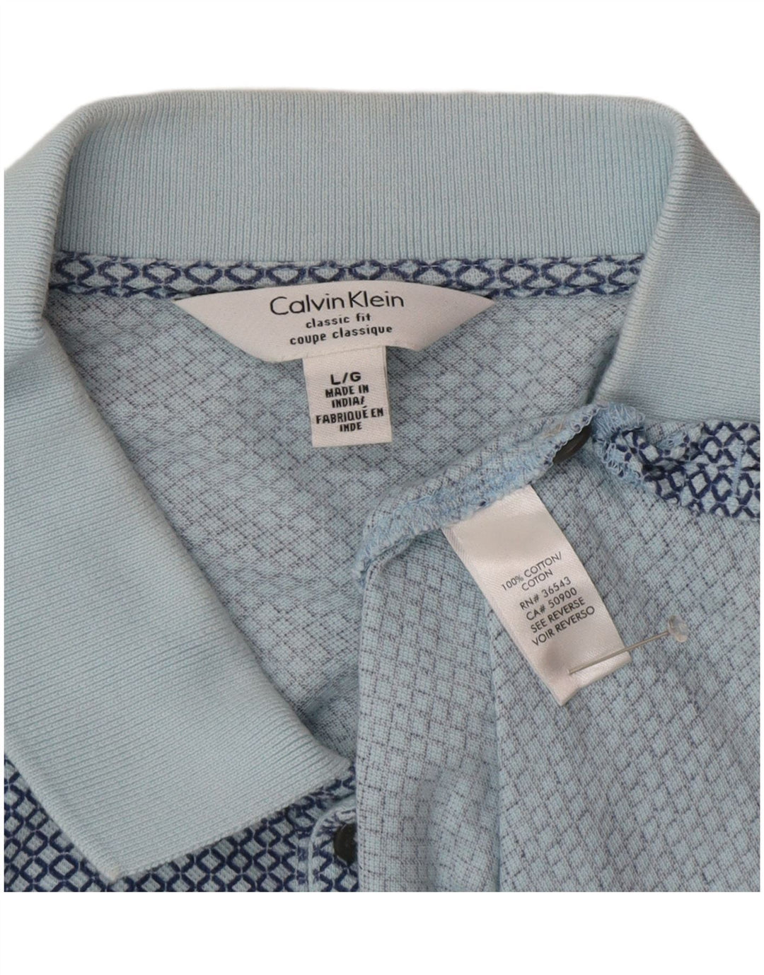 Calvin Klein Herren-Poloshirt mit klassischer Passform, große blaue geometrische Baumwolle