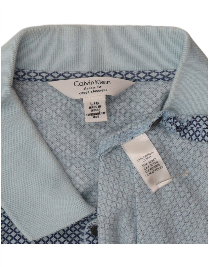 Calvin Klein Herren-Poloshirt mit klassischer Passform, große blaue geometrische Baumwolle