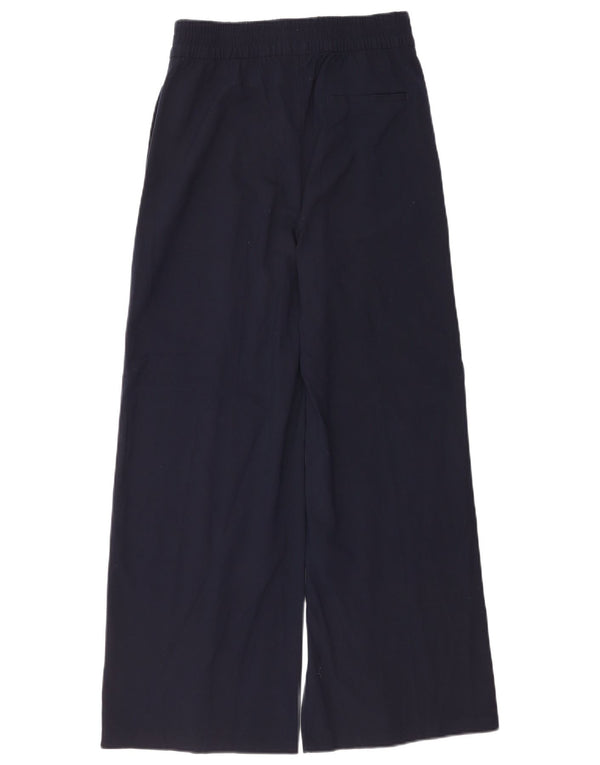 Marks & Spencer Womens Wide Leg Chino Trousers UK 8 Small W26 L28 Navy Blue