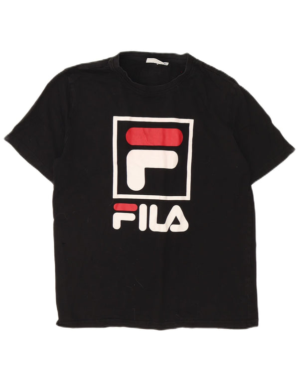 Fila Herren Grafik T-Shirt Top XS Schwarz Baumwolle