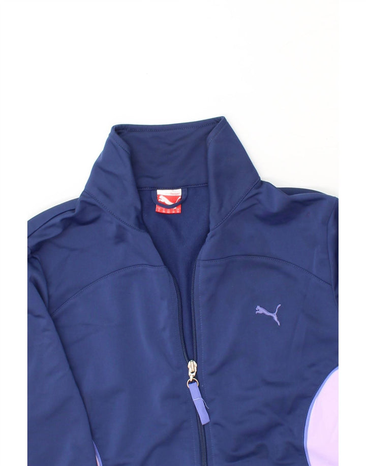 PUMA Womens Tracksuit Top Jacket UK 10 Small  Navy Blue Colourblock Vintage Puma and Second-Hand Puma from Messina Hembry 