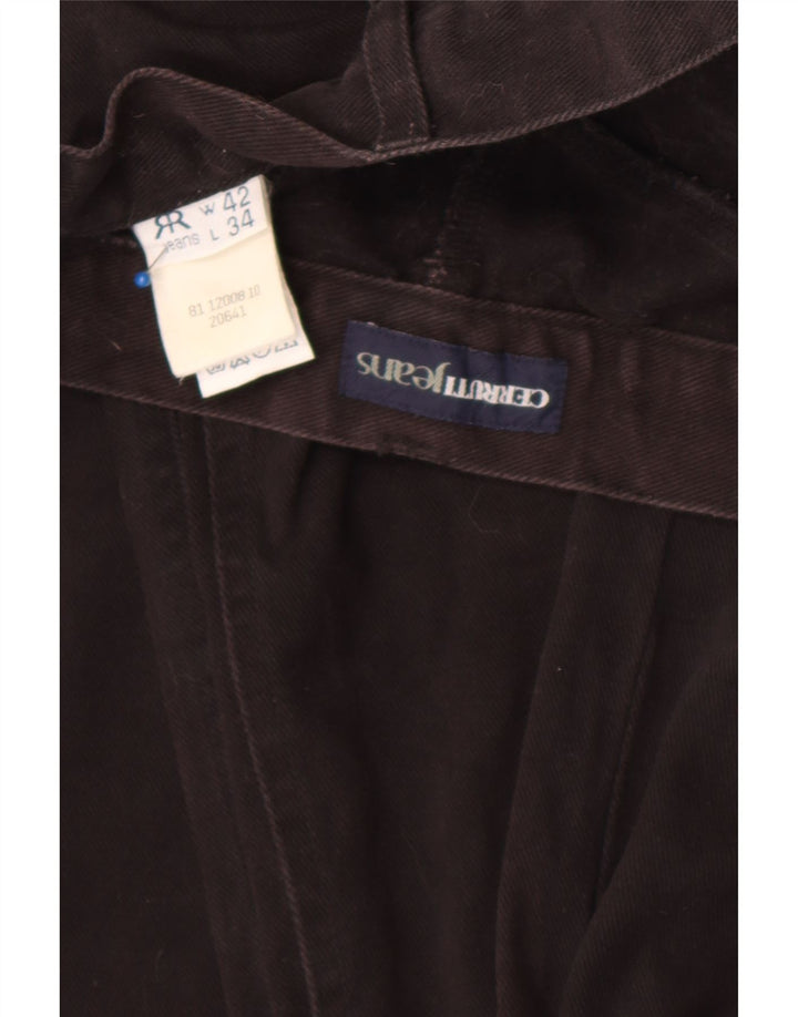 Cerruti Herren Straight Jeans W42 L34 Schwarze Baumwolle