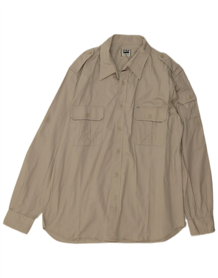 GAS Herren Militärhemd XL Beige Baumwolle