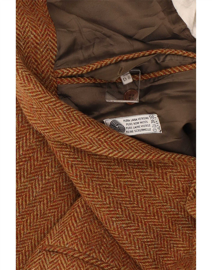 Harris Tweed Herren-Blazer mit 2 Knöpfen, IT 54 2XL, braune Wolle mit Fischgrätenmuster