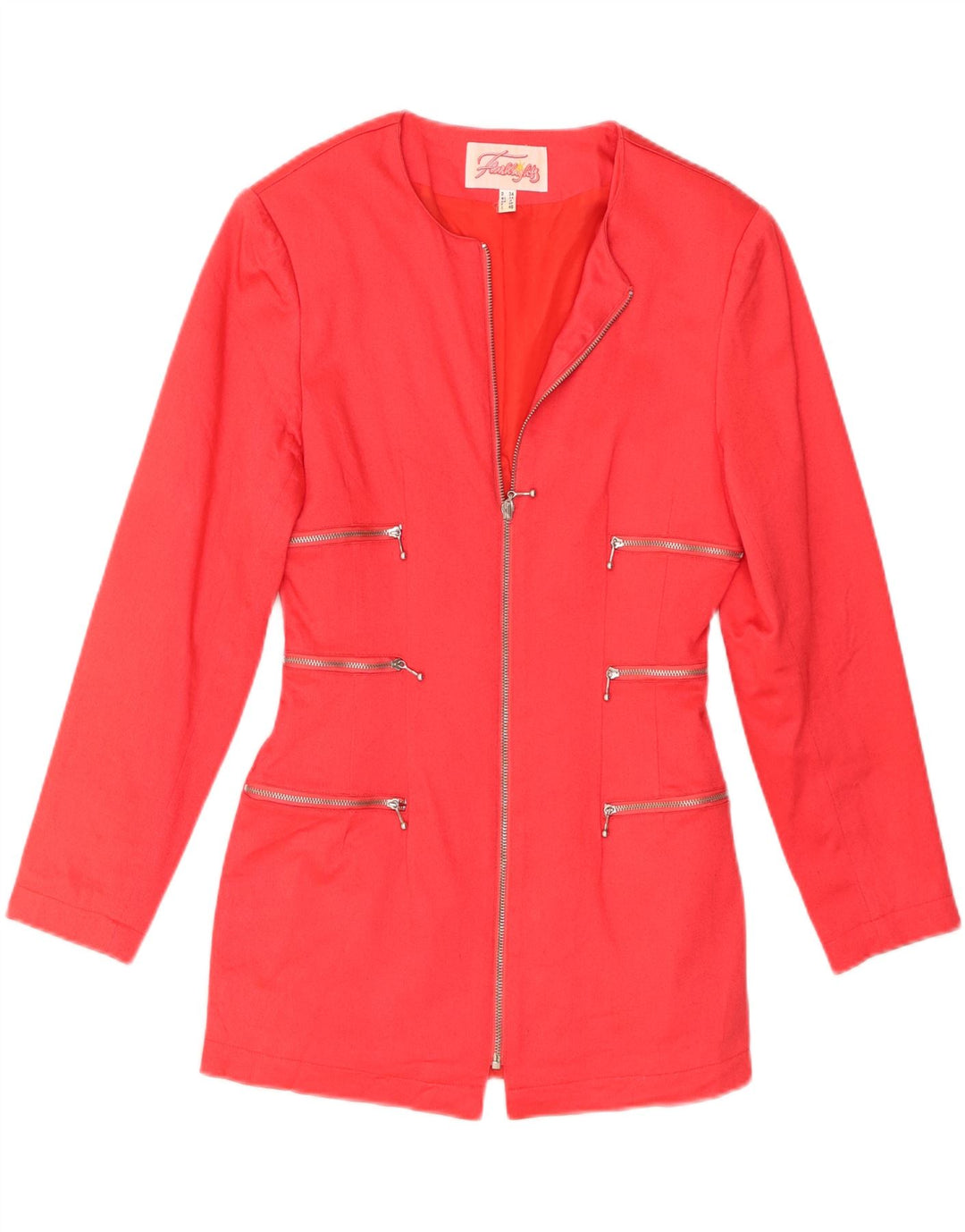 Vintage Damen-Blazer mit durchgehendem Reißverschluss, UK 8, kleine rote Viskose