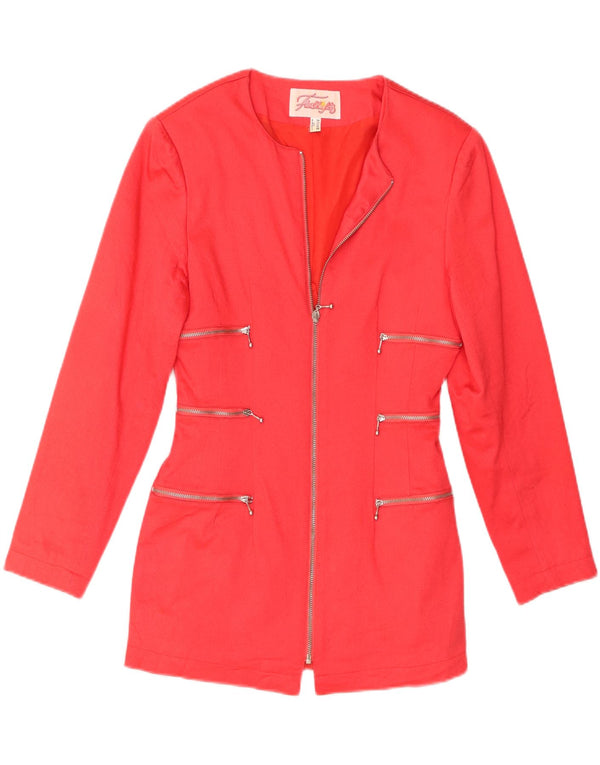 Vintage Damen-Blazer mit durchgehendem Reißverschluss, UK 8, kleine rote Viskose