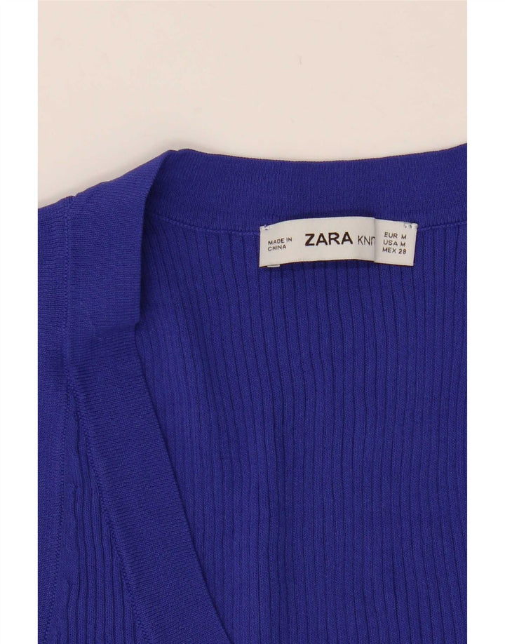 Zara Damen Weste Top UK 12 Medium Marineblau