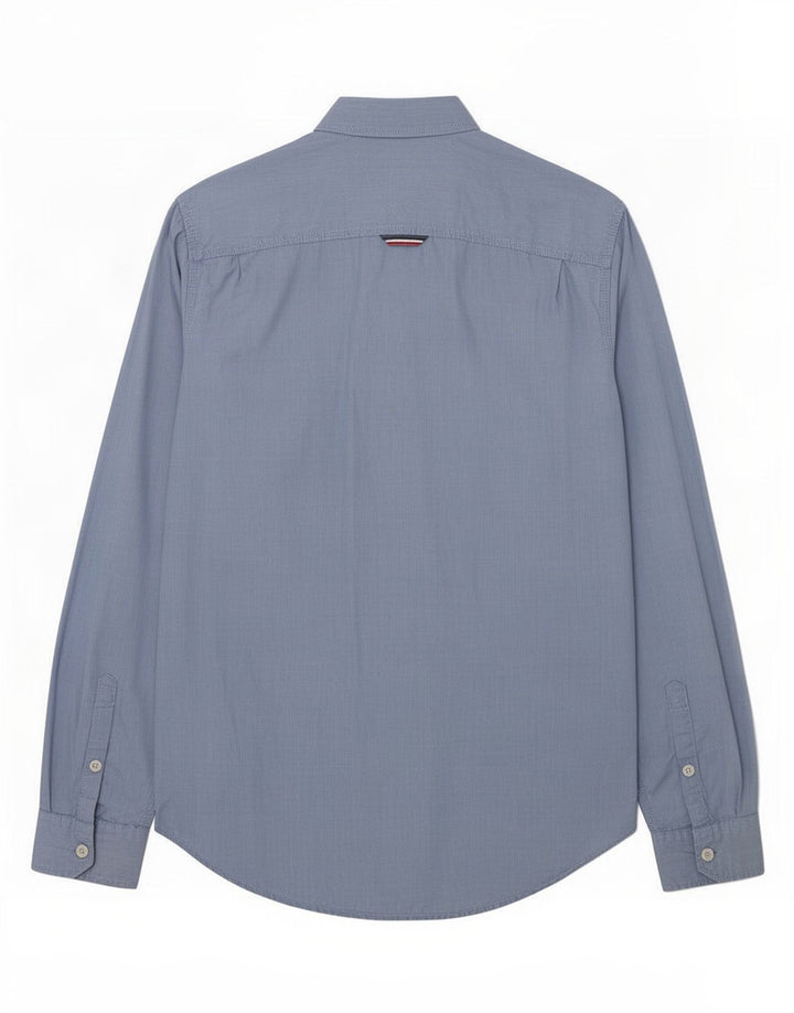 Tommy Hilfiger Herrenhemd, kleine blaue Baumwolle