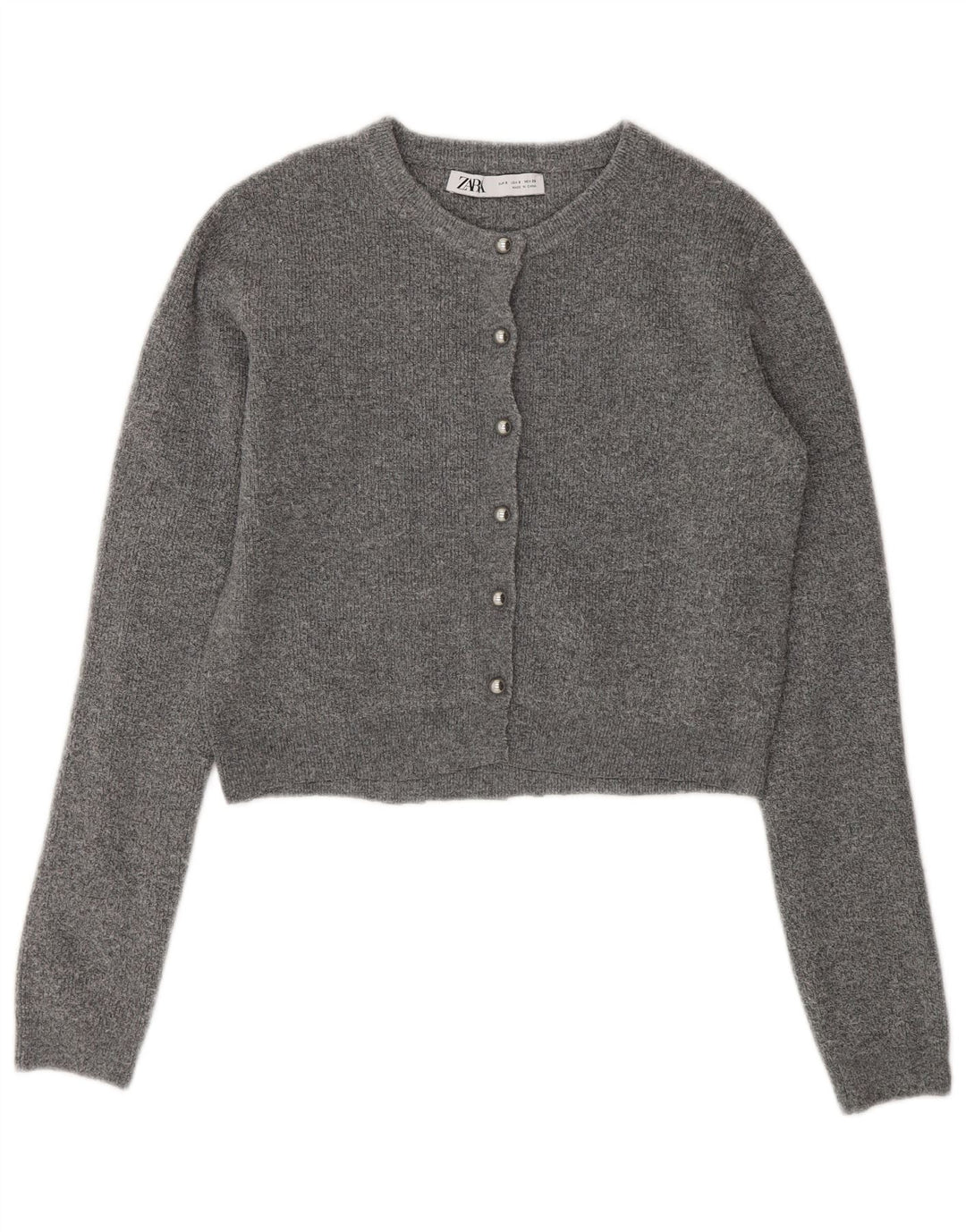 Zara Damen Crop Cardigan Pullover UK 10 Small Grau
