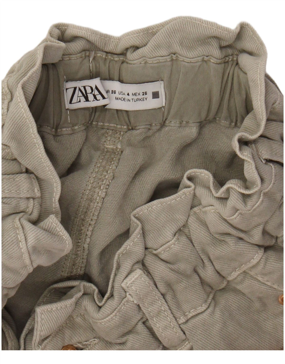 ZARA Damen High Waist Tapered Freizeithose EU 36 XS W26 L26 Grau