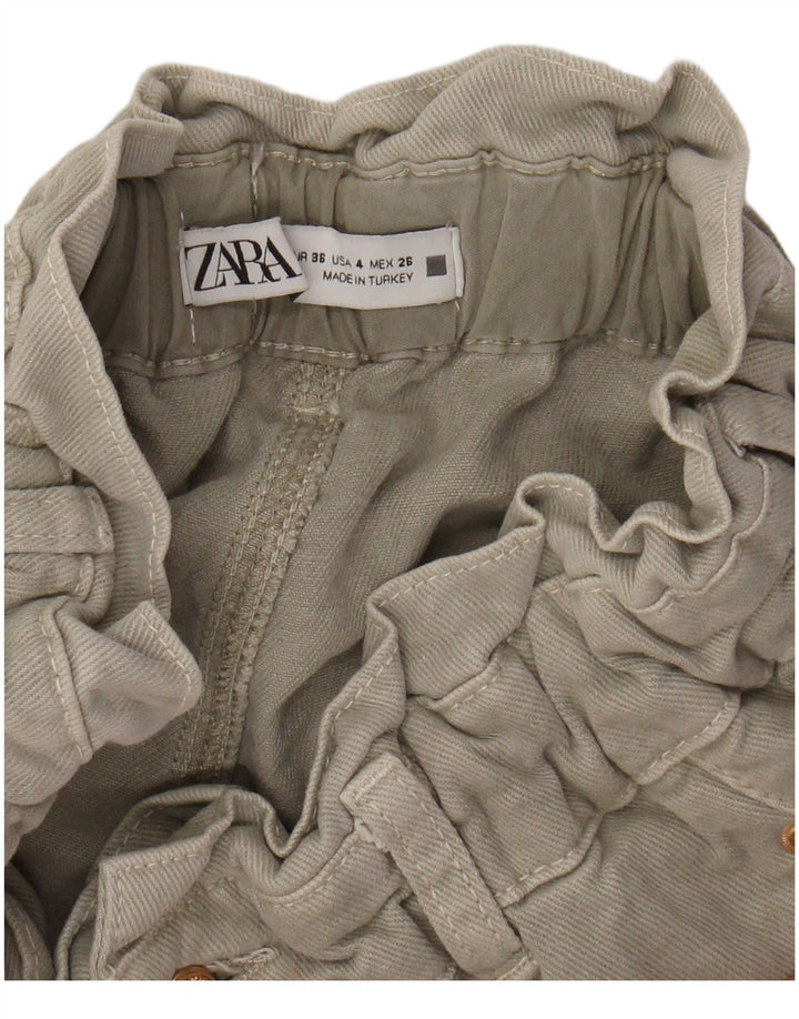 ZARA Damen High Waist Tapered Freizeithose EU 36 XS W26 L26 Grau