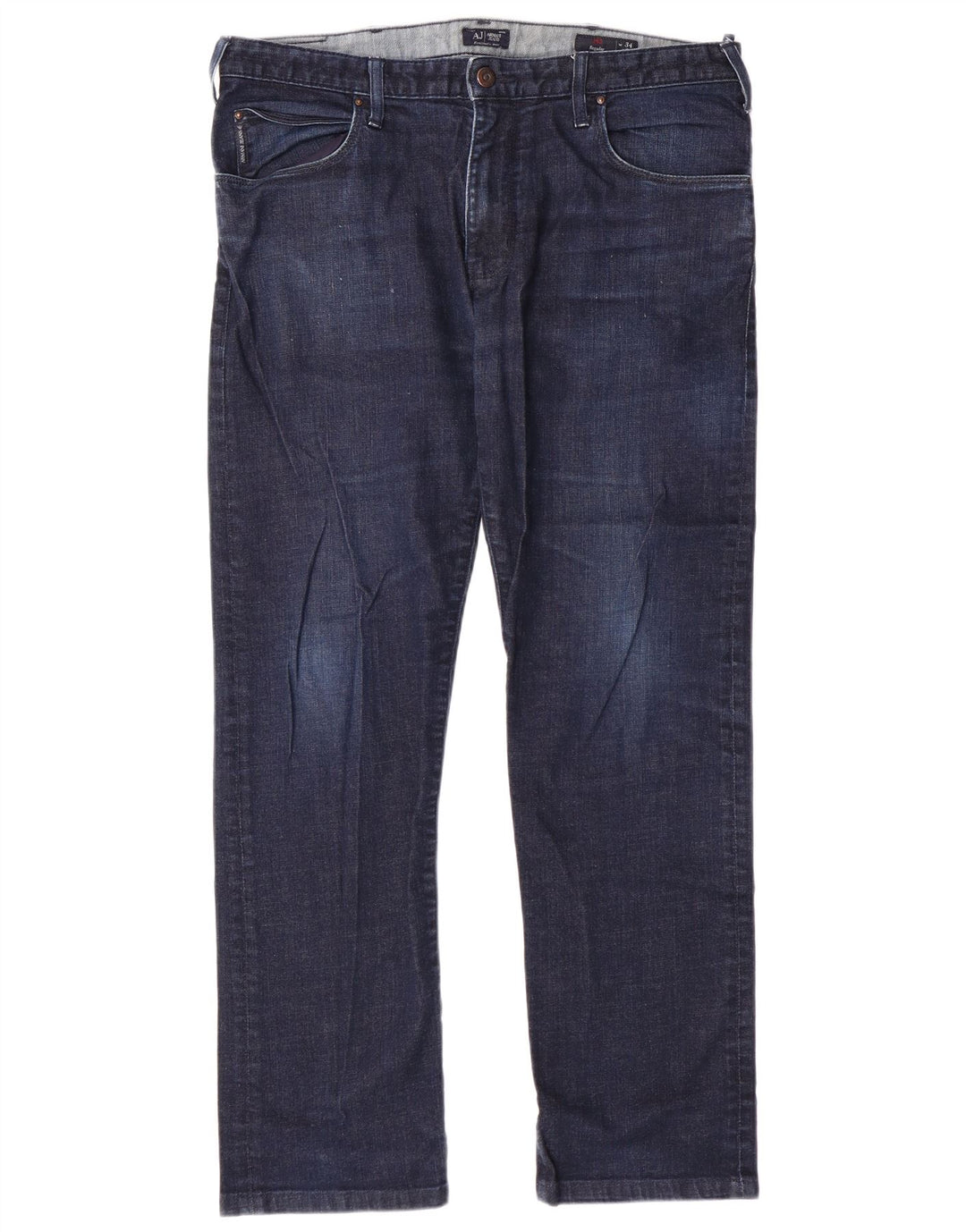 ARMANI Herren Straight Jeans W34 L29 Marineblaue Baumwolle