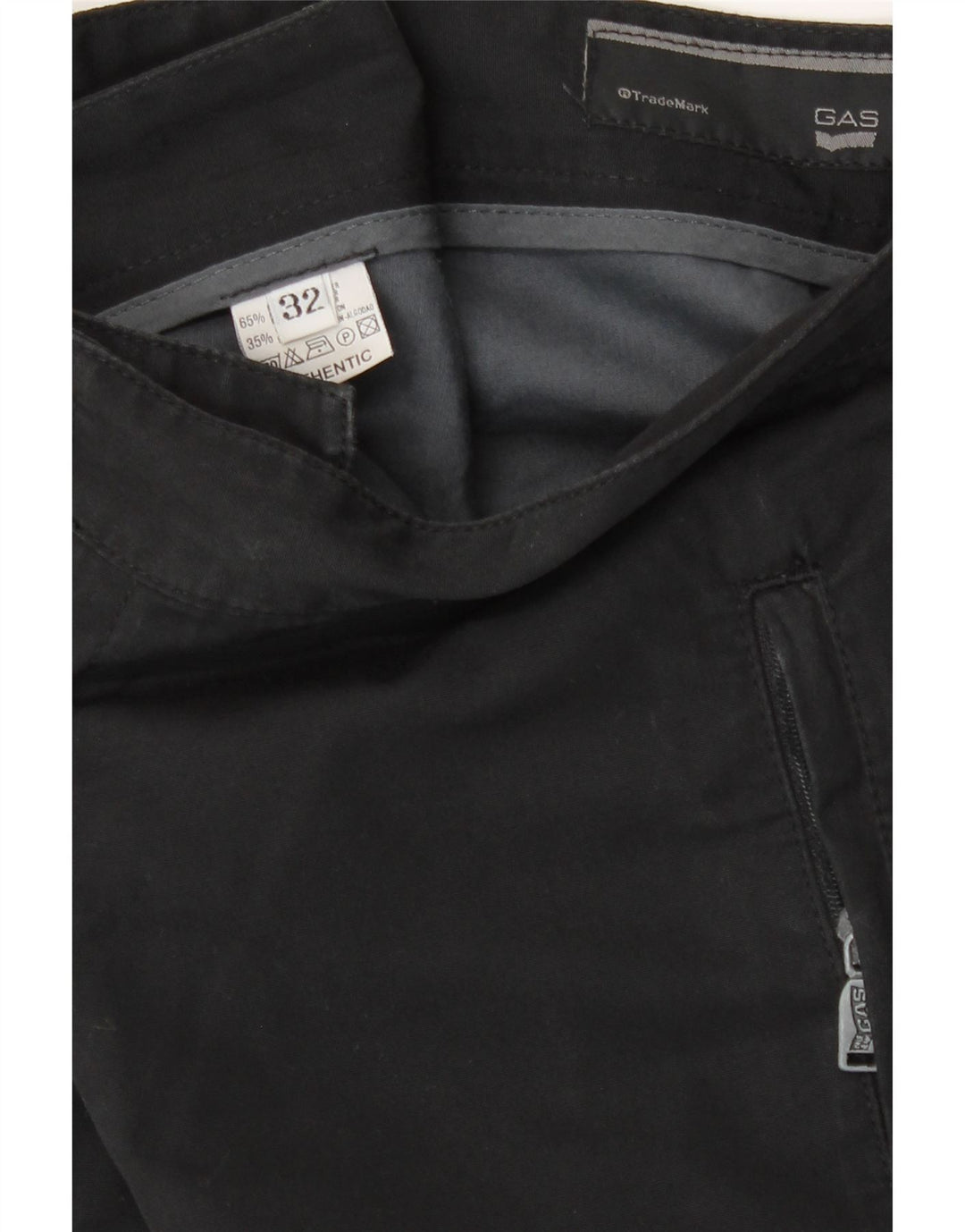 Gas Herren Straight Chino Hose W32 L33 Schwarz Polyester