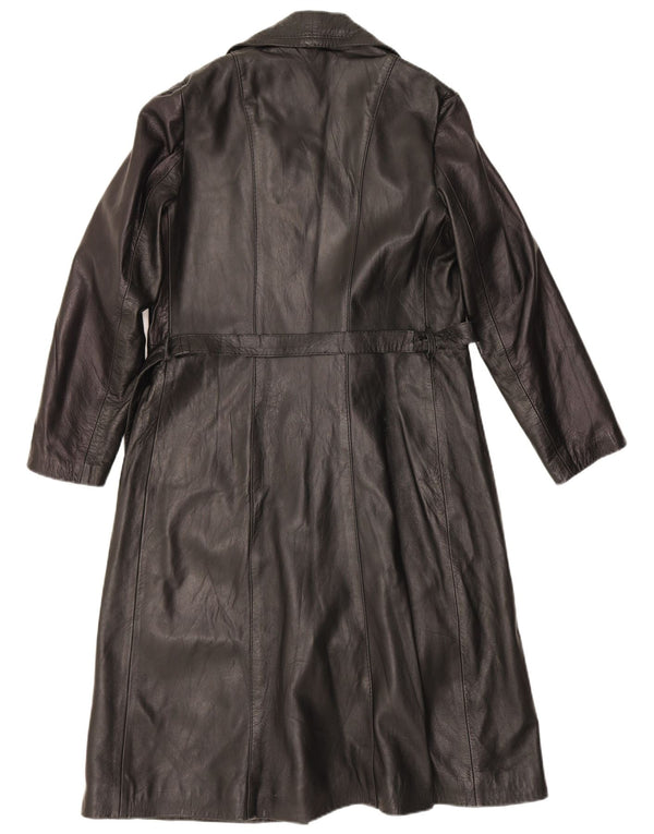 Vintage Womens Leather Coat UK 18 XL Black