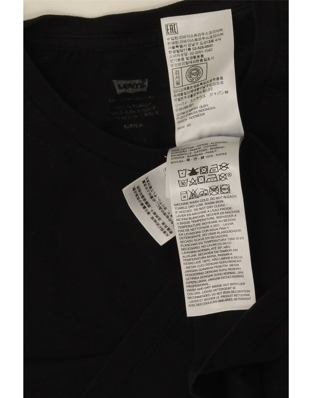 Levi's Damen T-Shirt Top UK 10 Small Schwarz Baumwolle