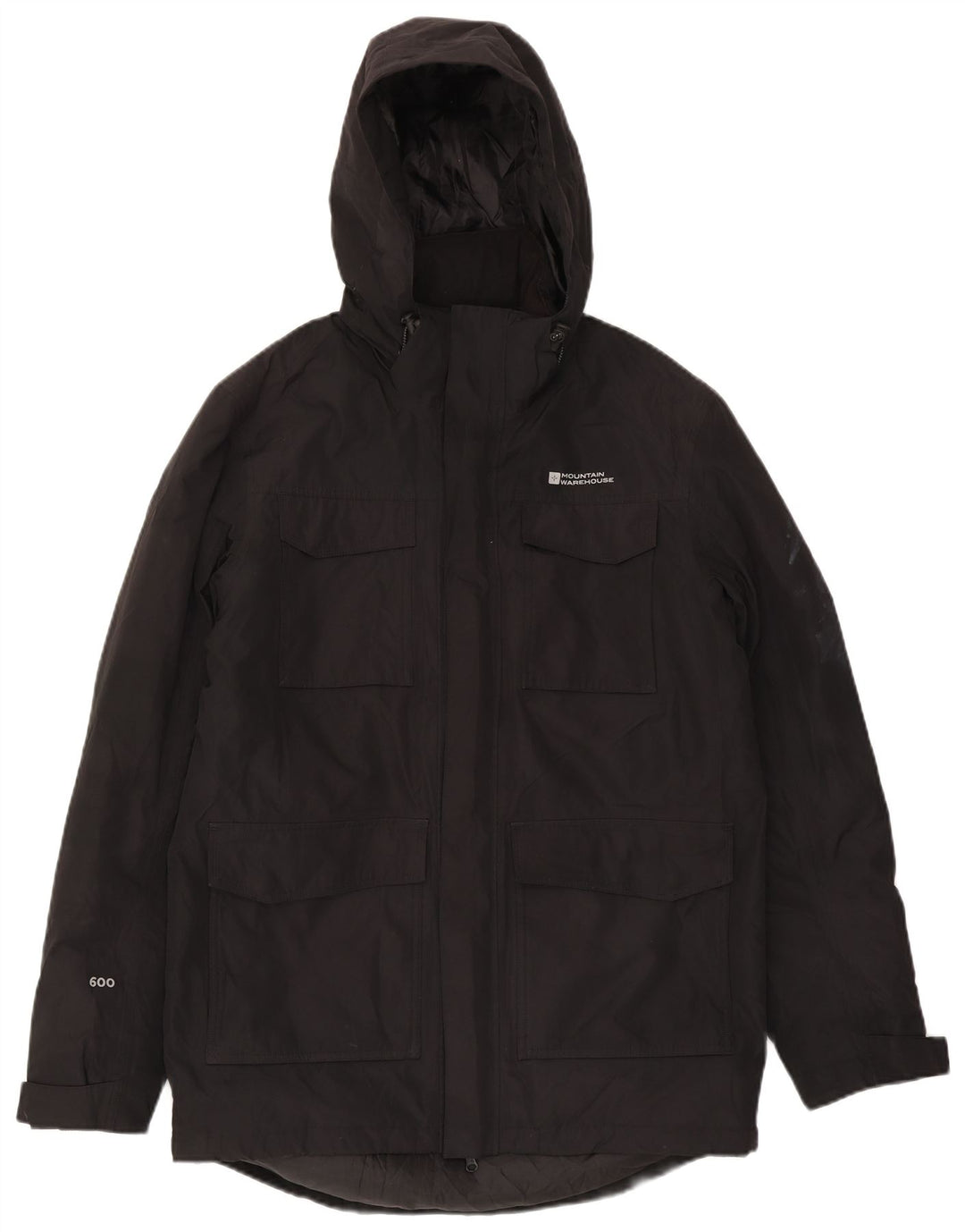Mountain Warehouse Wattierter Herrenmantel mit Kapuze, UK 38, Mittelschwarz, Polyester