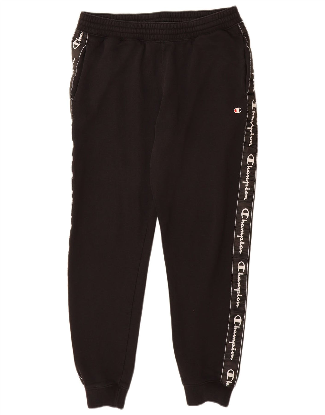CHAMPION Mens Graphic Tracksuit Trousers Joggers Medium Black