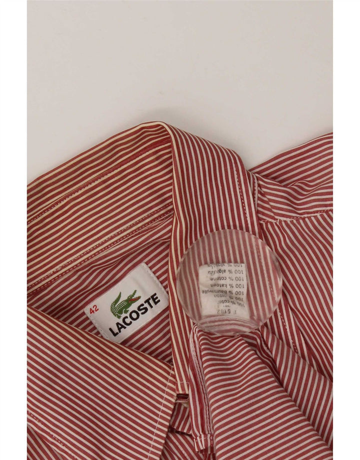 Lacoste Herrenhemd Größe 42 Große rot gestreifte Baumwolle