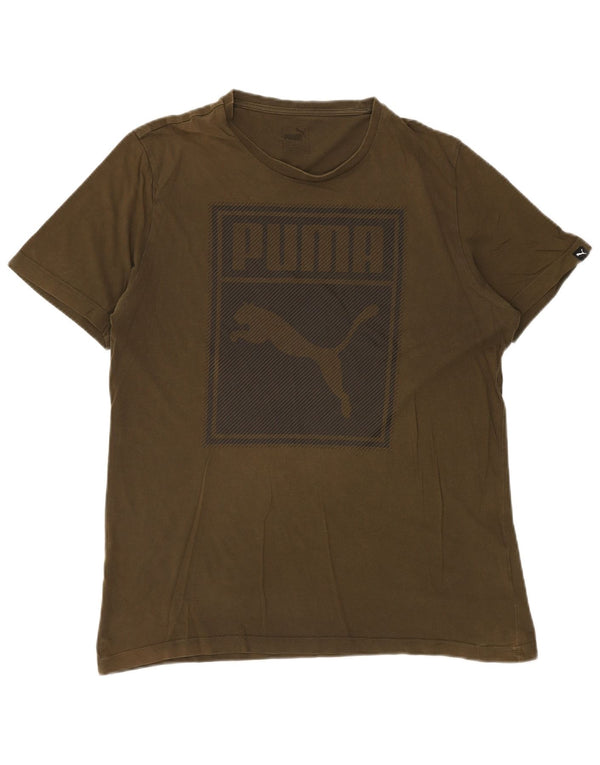 PUMA Herren Grafik T-Shirt Top Large Khaki Baumwolle