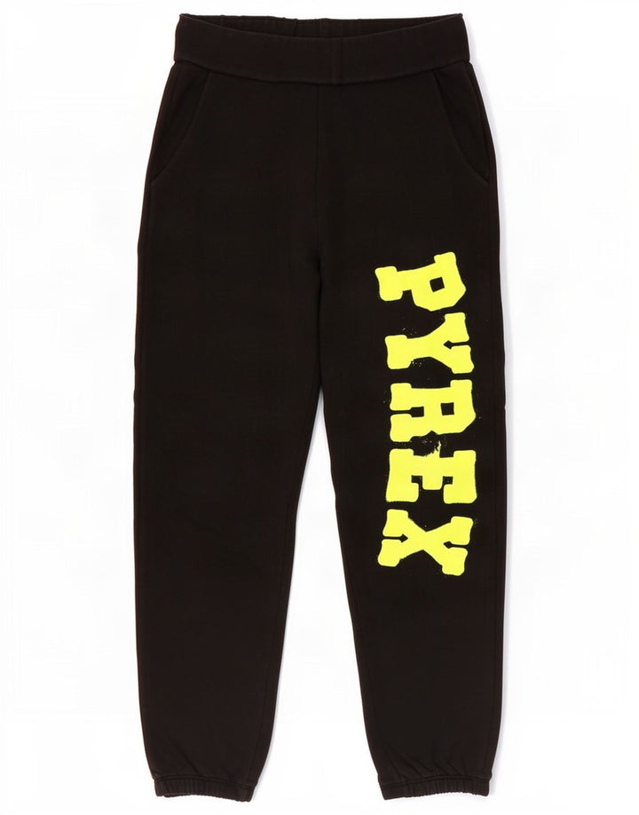 Pyrex Womens Graphic Trainingshose Jogger UK 10 Small Schwarz Baumwolle
