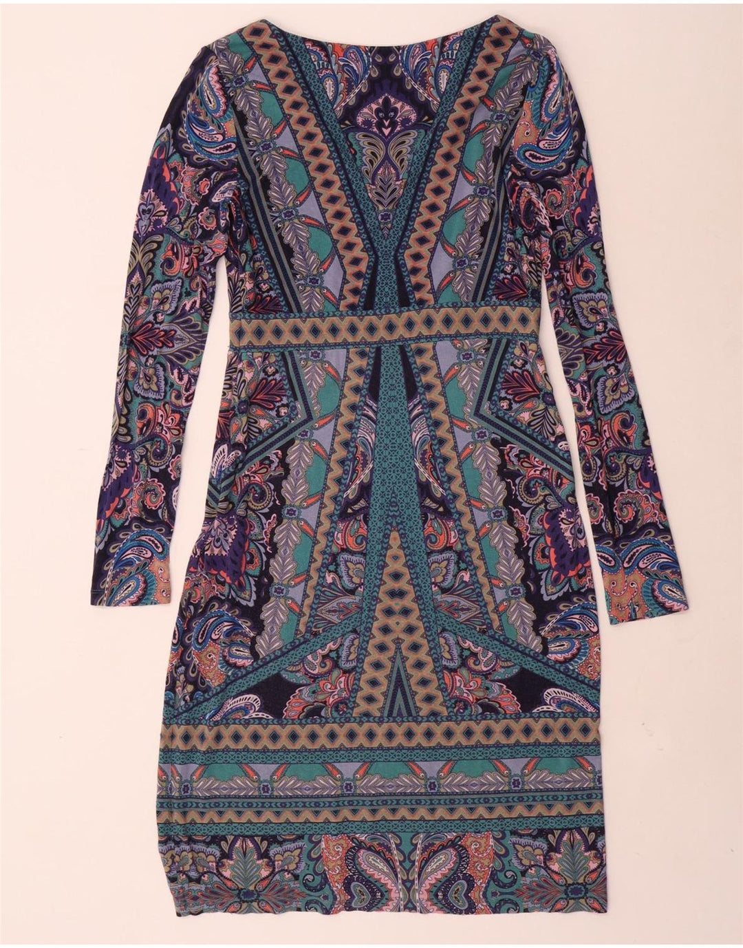 MONSOON Damen-Etuikleid mit langen Ärmeln, Größe M, mehrfarbig, Paisleymuster
