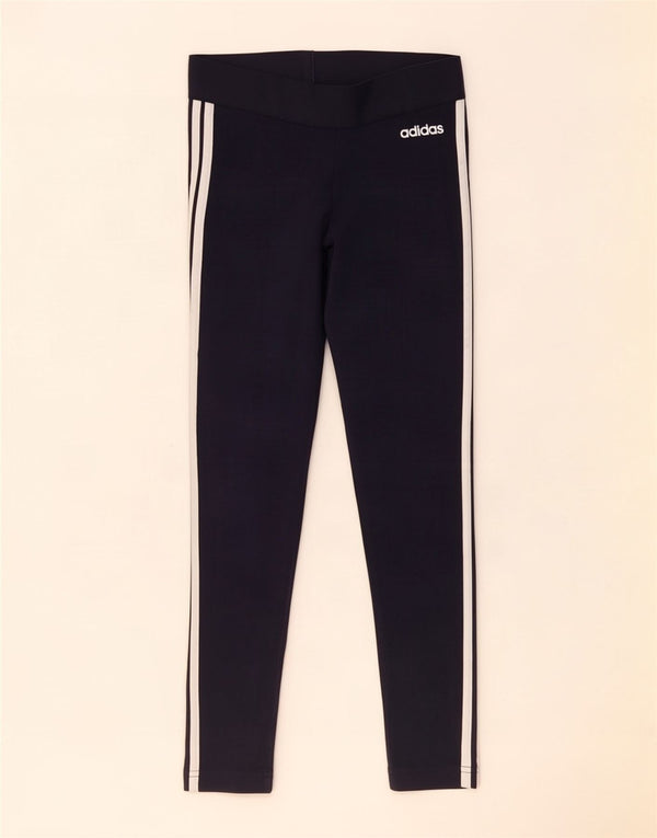 Adidas Damen Leggings UK 8/10 Small Marineblau Baumwolle