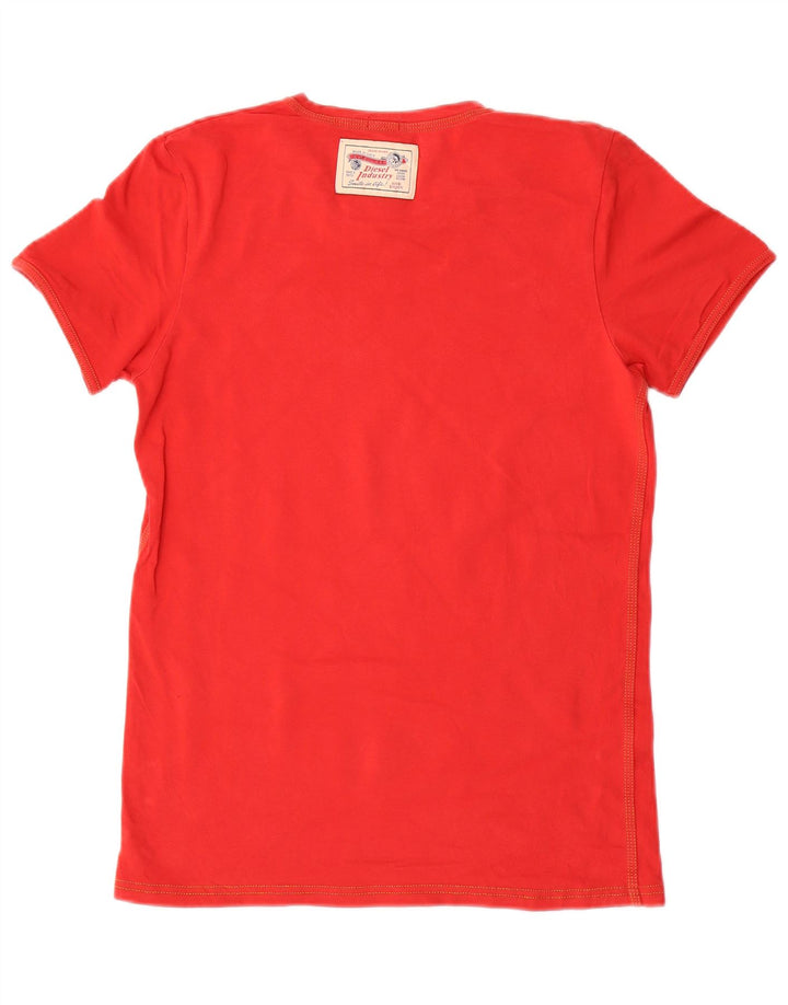 DIESEL Damen T-Shirt Top UK 10 Small Rote Baumwolle