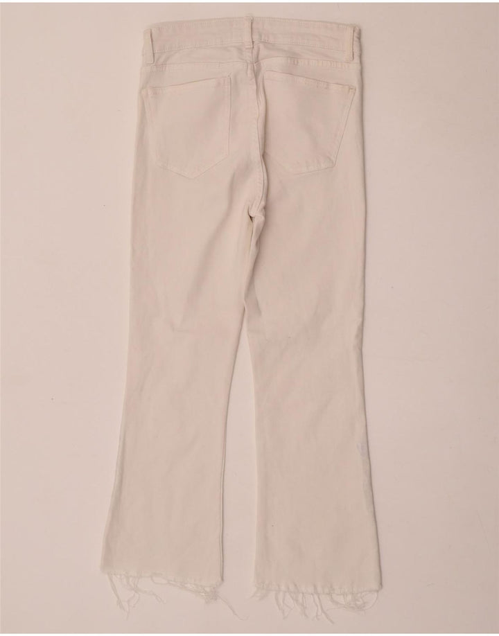 Zara Damen Crop Bootcut Jeans EU 40 Medium W30 L25 Weiß