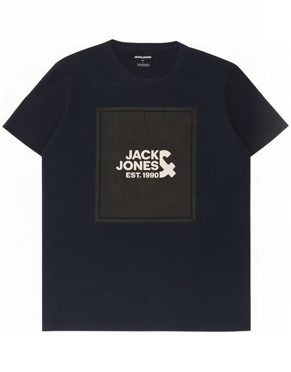 Jack & Jones Herren-T-Shirt mit Grafik, groß, marineblau, Baumwolle
