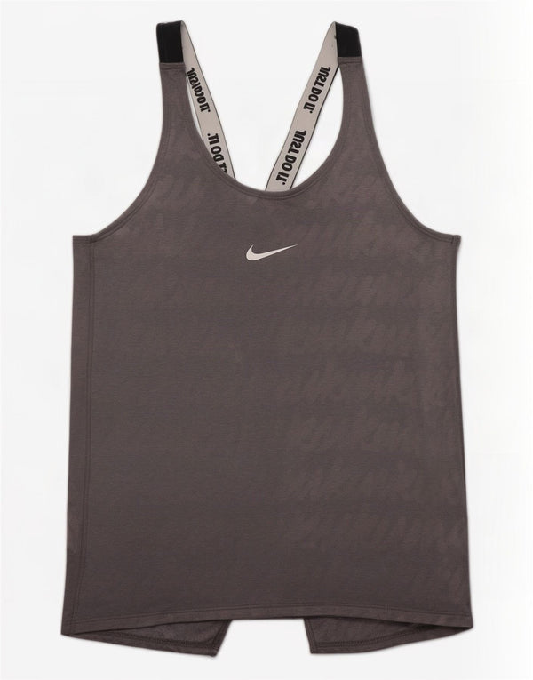 Nike Damen Dri Fit Grafik-Weste-Oberteil UK 8 Small Graues Colourblock-Polyester