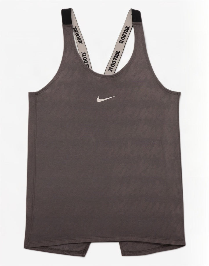 Nike Damen Dri Fit Grafik-Weste-Oberteil UK 8 Small Graues Colourblock-Polyester