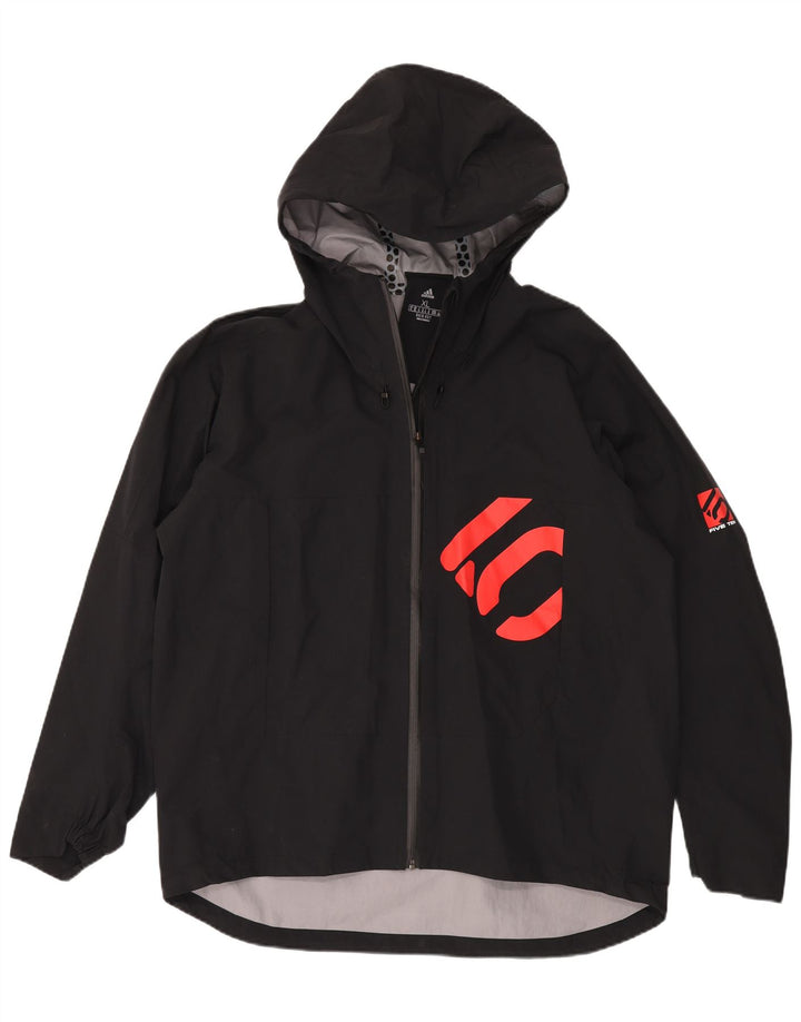 ADIDAS Herren Graphic Hooded Rain Jacket UK 42 XL Schwarz Polyamid