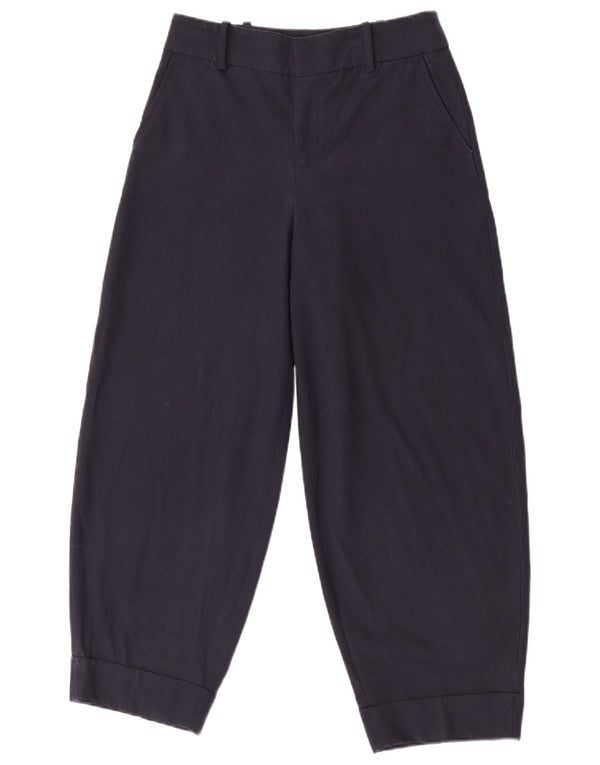 Zara Damen High Waist Joggers Chinohose XS W24 L26 Marineblau
