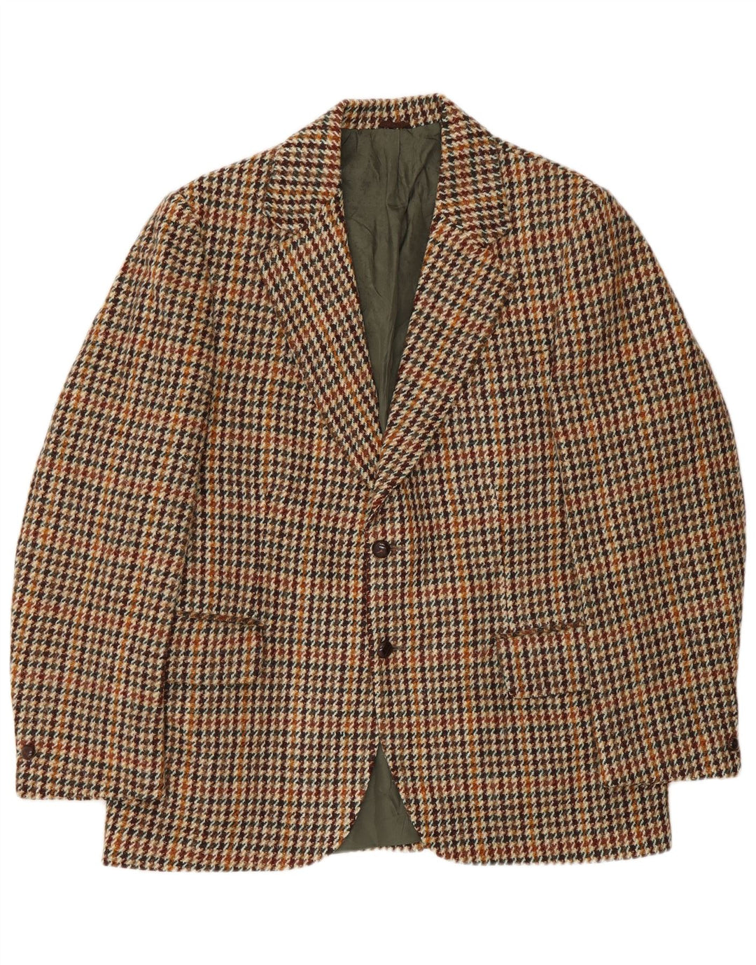 Harris Tweed Herren-Blazer mit 2 Knöpfen, Gr. 40, Braun, Hahnentrittmuster