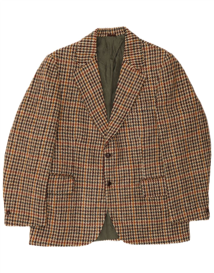Harris Tweed Herren-Blazer mit 2 Knöpfen, Gr. 40, Braun, Hahnentrittmuster
