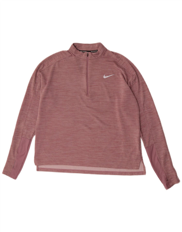Nike Damen Dri Fit Lauf-Pullover-Trainingsanzug-Oberteil, UK 16, Größe L, rosa gefleckt