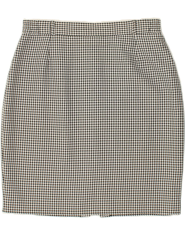 VINTAGE Womens High Waist Pencil Skirt UK 18 XL W30 Grey Gingham Polyester
